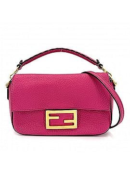 Fendi Fendi Women's Selleria Baguette Small One-Handbag Shoulder Bag Crossbody FENDI Leather Pink Gold Hardware (view 1)