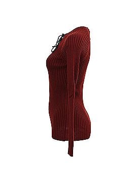Jean Paul Gaultier Jean Paul Gaultier Ribbed-Knit Lace-Up Accent Sweater in Burgundy Wool (view 2)