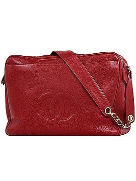 Chanel Chanel Coco Mark Chain Shoulder Bag, Caviar Leather, Red, Women's (view 1)