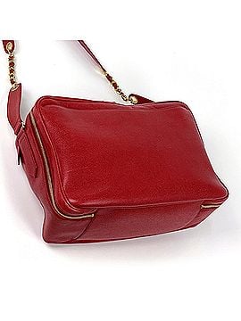 Chanel Chanel Coco Mark Chain Shoulder Bag, Caviar Leather, Red, Women's (view 2)