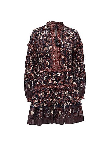 Ulla Johnson Ulla Johnson Marigold Tasseled Floral-Print Mini Dress in Multicolor Cotton (view 1)