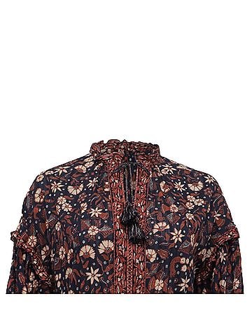 Ulla Johnson Ulla Johnson Marigold Tasseled Floral-Print Mini Dress in Multicolor Cotton (view 2)