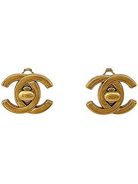 Chanel Chanel Coco Mark Turnlock Earrings, GP Gold, Women's (view 1)