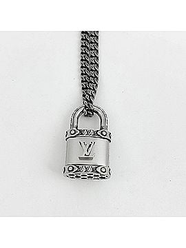 Louis Vuitton Louis Vuitton LV Lock Padlock Necklace, Metal, Silver, Women's (view 2)