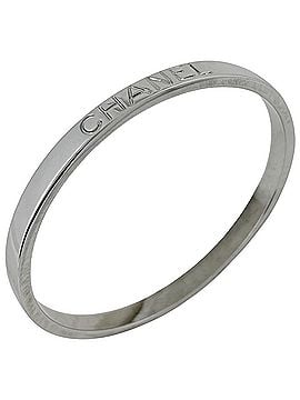 Chanel Chanel logo bangle, metal, silver, women's. (view 1)