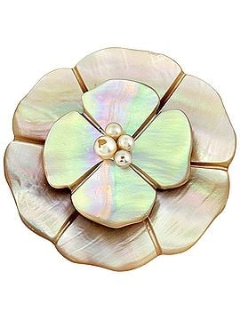 Chanel Chanel CHANEL Faux Pearl Brooch Camellia Shell White Women's (view 1)