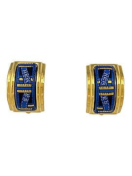 Hermès Hermes enamel earrings, GP gold, blue, women's. (view 1)