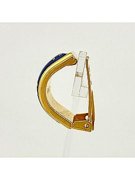 Hermès Hermes enamel earrings, GP gold, blue, women's. (view 2)