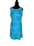 Donna Ricco 100% Polyester 100% Nylon Floral Teal White Cocktail Dress Size 10 - photo 1