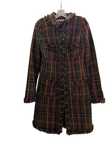 View Plaid Fringe Coat Trenchcoat (view 1)