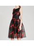 Maje Floral Black Red Cocktail Dress Size 2 - photo 4