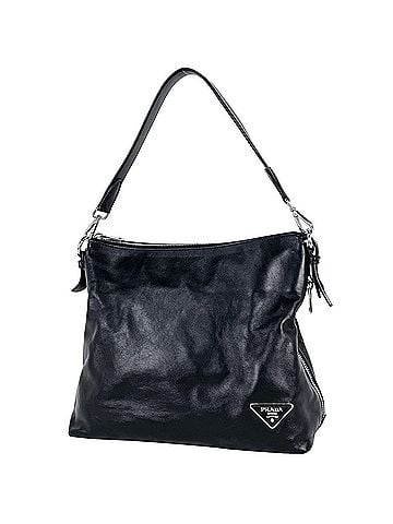 Prada Prada PRADA Logo Plate Shoulder Bag, Leather, Nero (Black), Women's (view 1)