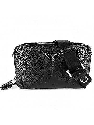 Prada Prada Shoulder Bag for Men and Women, Re-Nylon Brick Triangle Logo, Bag, Crossbody PRADA 2VH173, Leather, Black, Silver Hardware (view 1)