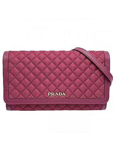 Prada Prada Chain Wallet for Women, Quilted Shoulder Bag, Wallet, Purse, Strap, Crossbody PRADA 1M1437, Nylon Leather, Pink, Gold Hardware (view 1)