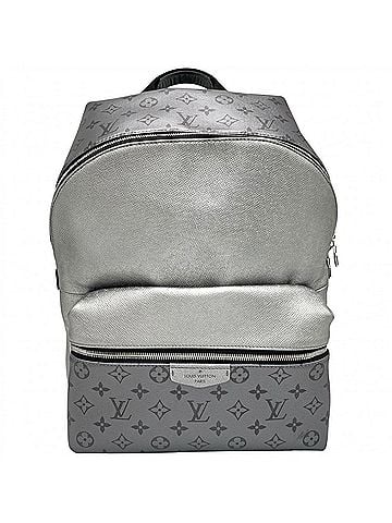 Louis Vuitton Louis Vuitton Men's Monogram Eclipse Discovery Backpack PM Taiga Leather Large Capacity for Commuting and School LOUIS VUITTON M30835 Metallic Gray Silver Hardware (view 1)