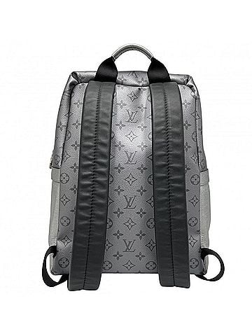Louis Vuitton Louis Vuitton Men's Monogram Eclipse Discovery Backpack PM Taiga Leather Large Capacity for Commuting and School LOUIS VUITTON M30835 Metallic Gray Silver Hardware (view 2)