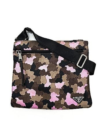 Prada PRADA VA0886 Camouflage Flat Crossbody Shoulder Bag with Triangle Logo Plate, Canvas, Women's, Multicolor (view 1)