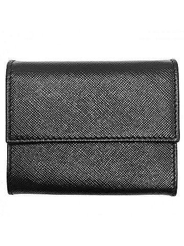 Prada Prada Women's Saffiano Leather Coin Purse with Triangle Logo, Compact Wallet, Black Leather, Silver Hardware (view 2)
