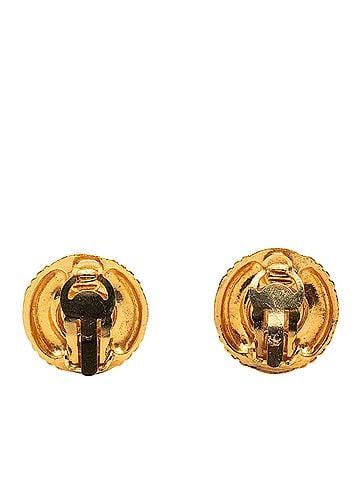 Chanel CC Gold Plated Quilted Faux Pearl Clip On Earrings (view 2)