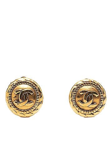 Chanel Gold Plated CC Round Clip On Earrings (view 1)