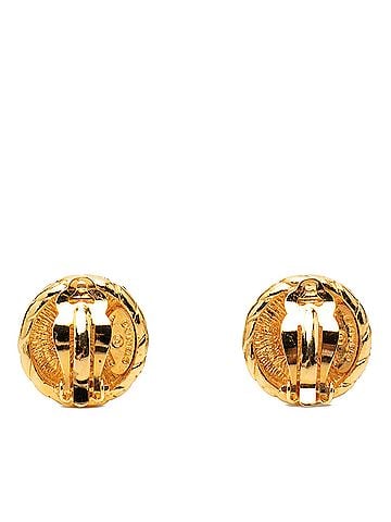 Chanel Gold Plated CC Round Clip On Earrings (view 2)