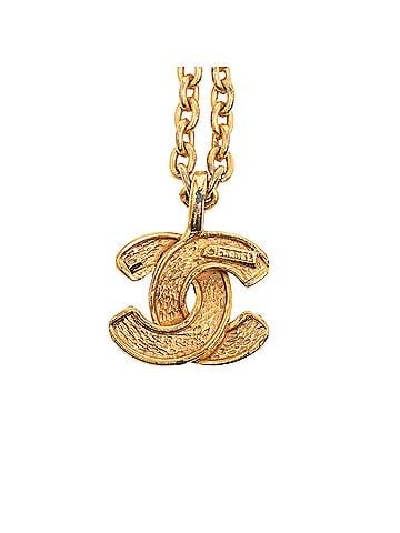 Chanel Gold Plated Quilted CC Pendant Necklace (view 2)