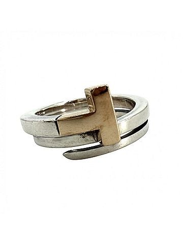 Tiffany & Co. Tiffany &amp; Co. T Square Wrap Ring for Men and Women, 18K Gold (Au750), Sterling Silver (925), Approx. 5.5g (view 1)