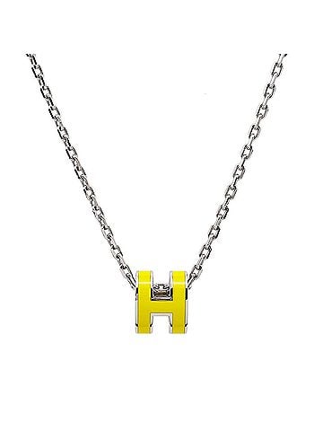 Hermès HERMES Mini Pop H Necklace Pendant, Metal Enamel Silver, Women's (view 1)