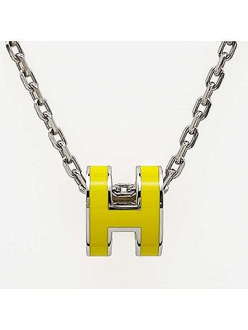 Hermès HERMES Mini Pop H Necklace Pendant, Metal Enamel Silver, Women's (view 2)