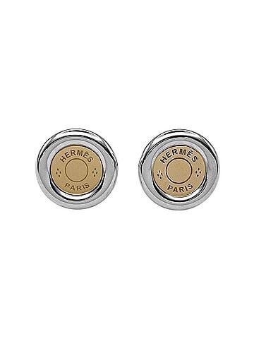 Hermès HERMES Clou de Selle Sellier Stud Earrings, Combination Sterling Silver (SV925) and 18K 750 Gold, Men's Women's. (view 1)