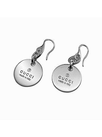 Gucci GUCCI Logo Round Plate Earrings, Tiered Swing, SV925, Men's &amp; Women's (view 1)