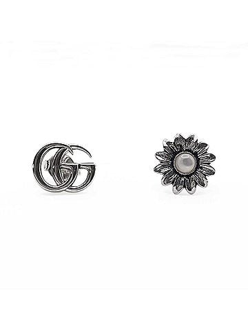 Gucci GUCCI Double G Logo Flower Earrings GG SV925 Shell Silver Women's (view 1)