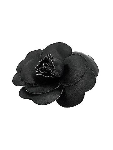 Chanel CHANEL Camellia Corsage Brooch Flower Satin Black Women's (view 1)