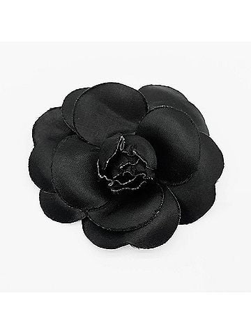 Chanel CHANEL Camellia Corsage Brooch Flower Satin Black Women's (view 2)