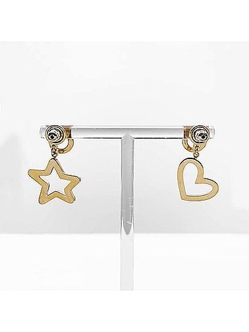 Salvatore Ferragamo Salvatore Ferragamo Gancini Heart Star Swing Earrings, Metal, Rhinestone, Gold, Women's (view 2)