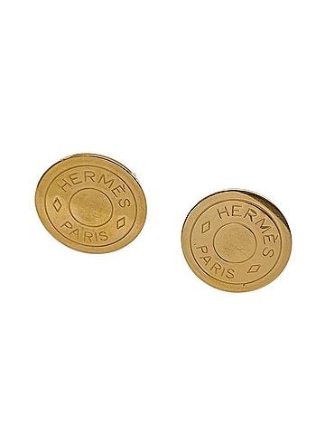 Hermès HERMES Hermes Clou de Selle Earrings Sellier Metal Gold Women's (view 1)