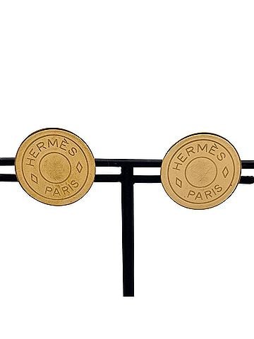 Hermès HERMES Hermes Clou de Selle Earrings Sellier Metal Gold Women's (view 2)
