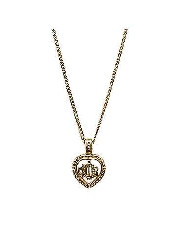 Christian Dior Christian Dior Dior Logo Heart Necklace, Metal, Gold, Women's (view 1)