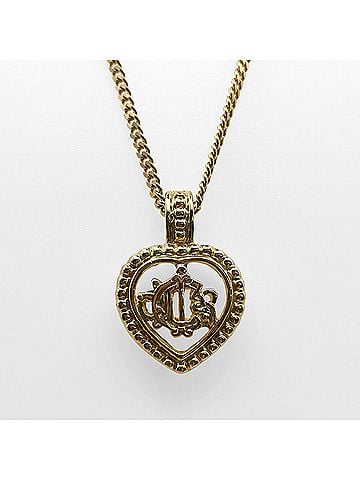 Christian Dior Christian Dior Dior Logo Heart Necklace, Metal, Gold, Women's (view 2)
