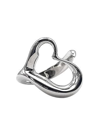 Tiffany & Co. TIFFANY&amp;Co. Tiffany Open Heart Ring, SV925 7781, Silver, Women's (view 1)