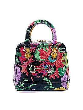 Gucci GUCCI Horsebit 1955 KEN SCOTT Collaboration Shoulder Bag, Floral Pattern, MANTERO Leather, Black, Women's (view 1)