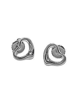 Tiffany & Co. TIFFANY&amp;Co. Tiffany Open Heart Stud Earrings, Elsa Peretti Design, SV925 K14WG, Silver, Women's (view 1)