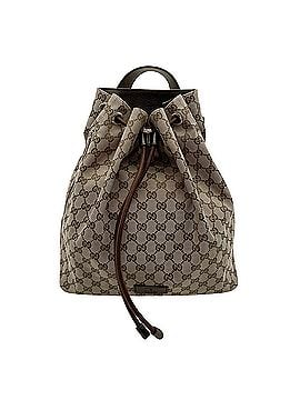 Gucci GUCCI drawstring backpack/daypack, GG canvas, 449175, canvas and leather, brown, for men women. (view 1)
