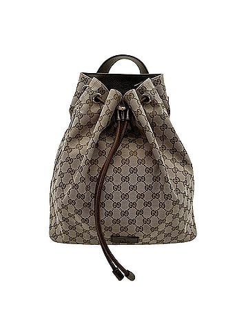 Gucci GUCCI drawstring backpack/daypack, GG canvas, 449175, canvas and leather, brown, for men women. (view 1)