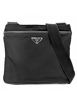 Prada Prada Shoulder Bag for Men and Women, Crossbody Bag, Triangle Logo, Re-Nylon, Saffiano Leather, Black, Silver Hardware, PRADA 2VH118 (view 1)