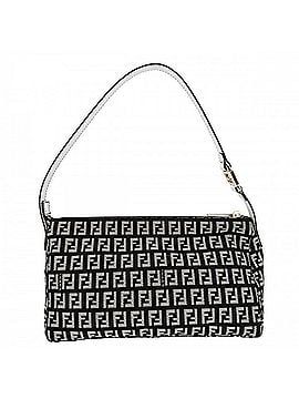 Fendi Fendi Zucchino One-Handbag for Women, Shoulder Bag, Canvas and Leather, Black, White, Gold Hardware (view 2)