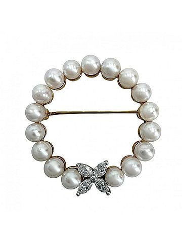 Tiffany & Co. Tiffany &amp; Co. Victoria Brooch for Women, 18K Gold, PT950 Diamond, White Gold Hardware, Approx. 6.4g (view 1)