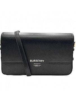 Burberry Burberry women's shoulder bag with logo flap, crossbody bag, purse, leather, black, gold hardware. (view 1)