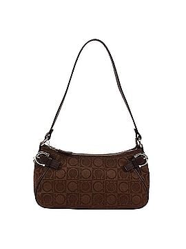 Salvatore Ferragamo Salvatore Ferragamo accessory pouch, Gancini design, AU-21 4435, handbag, canvas and leather, brown, women's. (view 1)