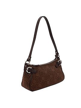 Salvatore Ferragamo Salvatore Ferragamo accessory pouch, Gancini design, AU-21 4435, handbag, canvas and leather, brown, women's. (view 2)